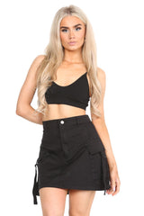 Woman Slim Fit Street Flap Pocket Mini Cargo Skirt in Twill