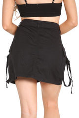 Woman Slim Fit Street Flap Pocket Mini Cargo Skirt in Twill