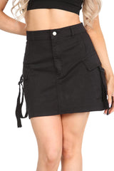 Woman Slim Fit Street Flap Pocket Mini Cargo Skirt in Twill