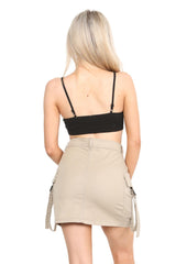 Woman Slim Fit Street Flap Pocket Mini Cargo Skirt in Twill