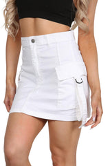 Woman Slim Fit Street Flap Pocket Mini Cargo Skirt in Twill