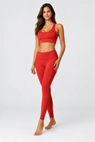 Women’s racer back gym set in red - front view
