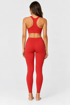 Women’s racer back gym set in red - back view