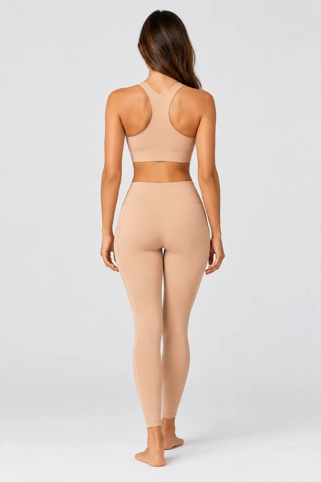Women’s racer back gym set in skin - back view