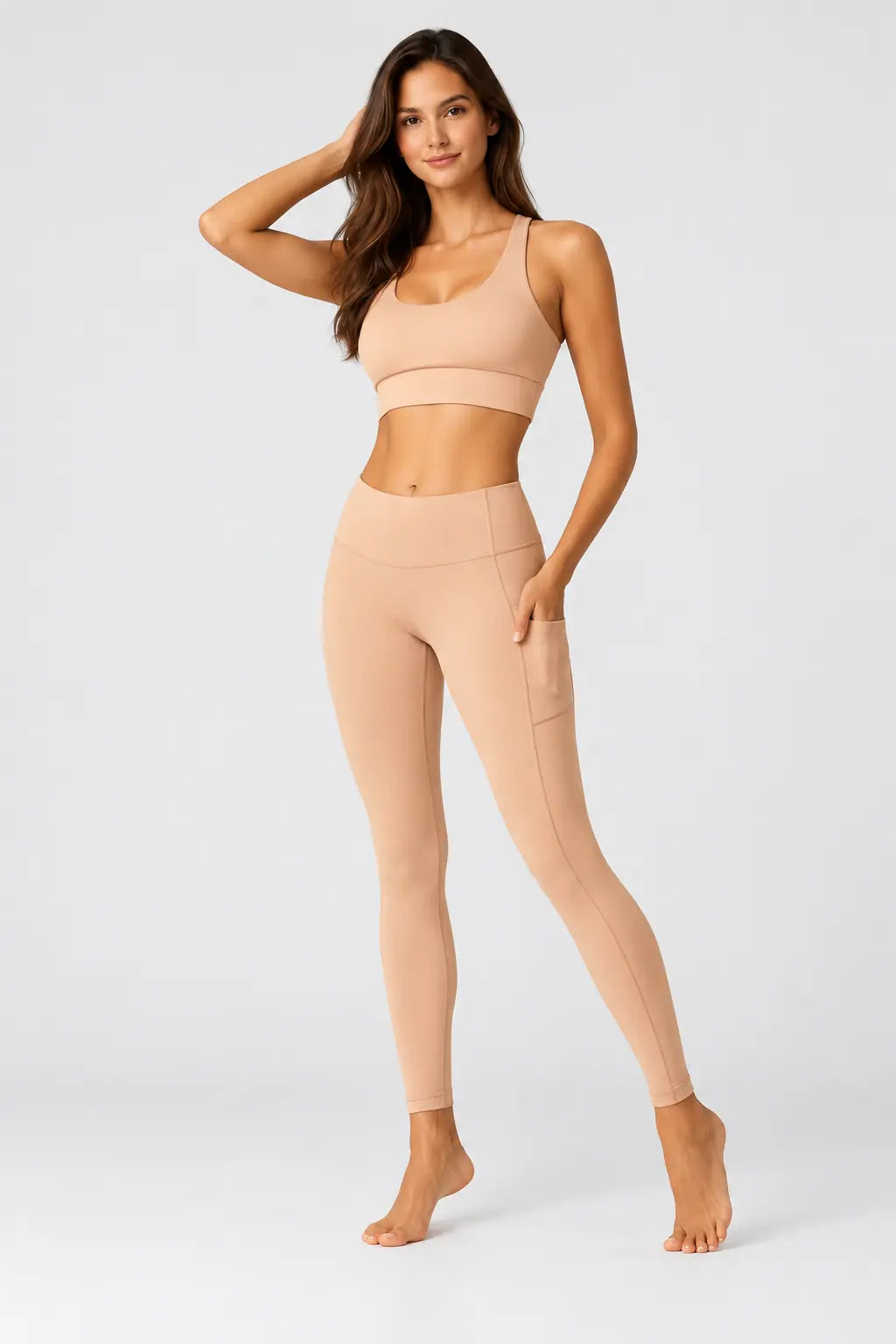 Women’s racer back gym set in skin - alternate view