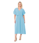 Women's Italian Wrap Over Maxi Dress in Sky Blue